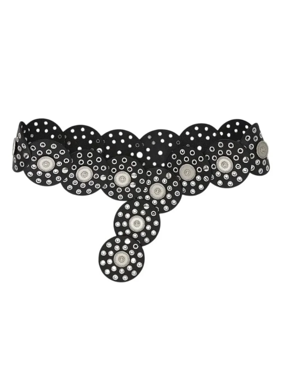 Tularosa Rhapsody Studded Disc Belt – Black Gold Boho Western Waist Belt. NWT M/